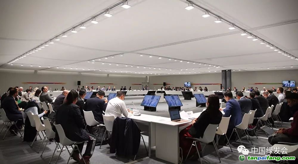 代表們在締約方會議主席會議上就談判成果進行磋商。（來源：IISD/ENB）